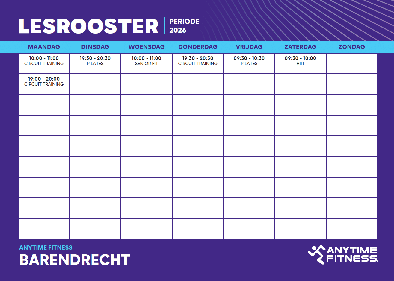 Group lesson schedule